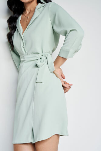 Pistachio Dream Solid Dress, Pista Green, image 6
